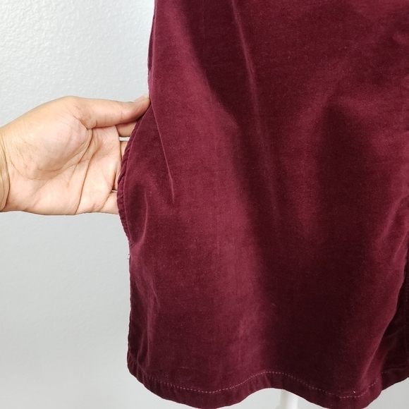 ABOUND Maroon Velveteen Overall Mini Dress Sz L - Picture 7 of 12